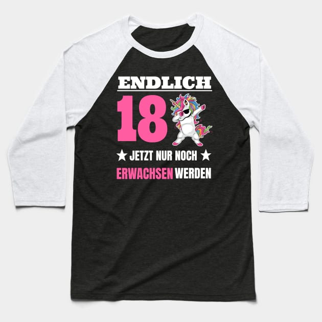 Endlich 18 Geburtstag Frauen Dabbing Einhorn Baseball T-Shirt by SinBle